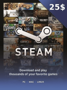 Steam Gift Card 25 USD - Steam Key - United States
